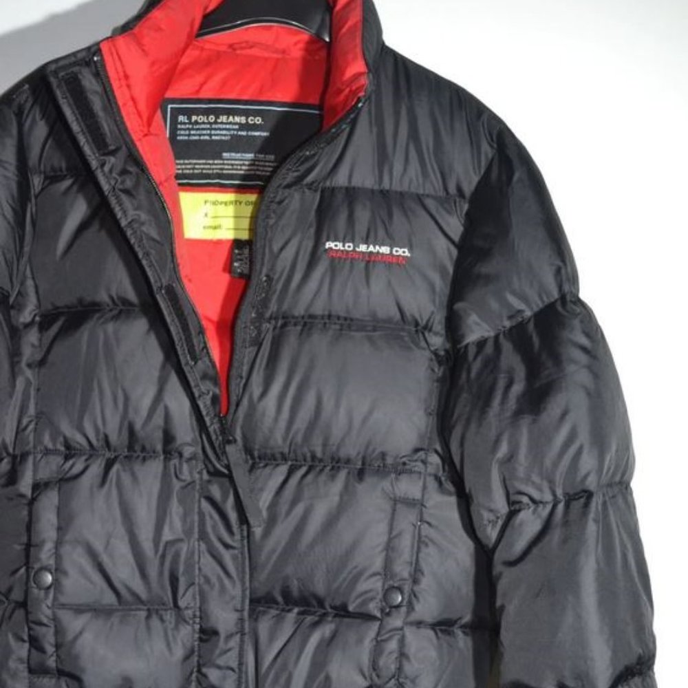 POLO JEANS CO. RALPH LAUREN BLACK AND RED DOWN PUFFER JACKET